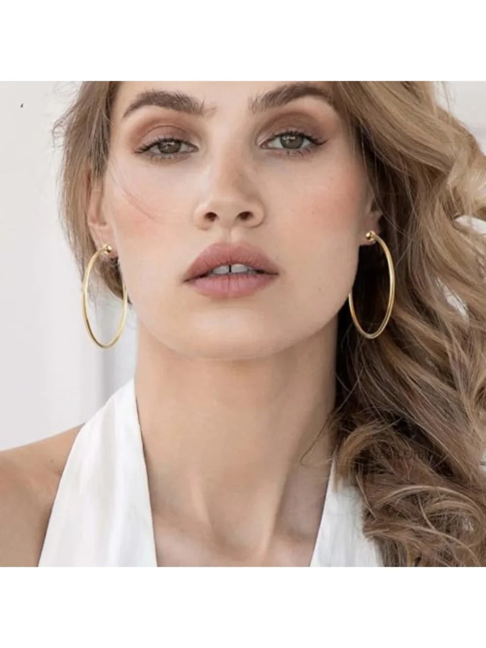 Large Gold Hoop Earrings 2mm Thick Hypoallergenic Screw Back